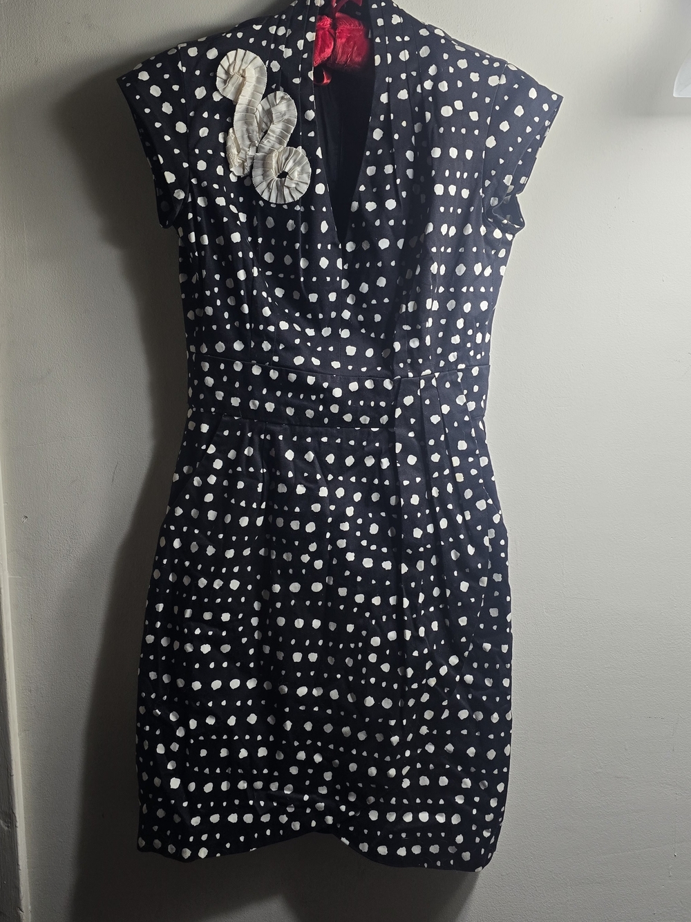 Black and White Polka Dot Cap-Sleeve Dress